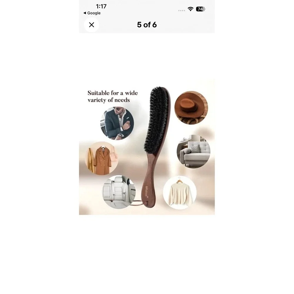 Clothes Brush Boar Bristle Lint Brush for‎ Suits, Cashmere, Wool, Velvet, Suede